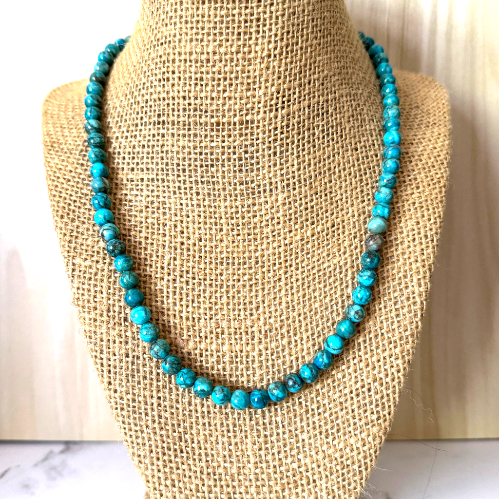 Mens Turquoise Magnesite 6mm Beaded Necklace