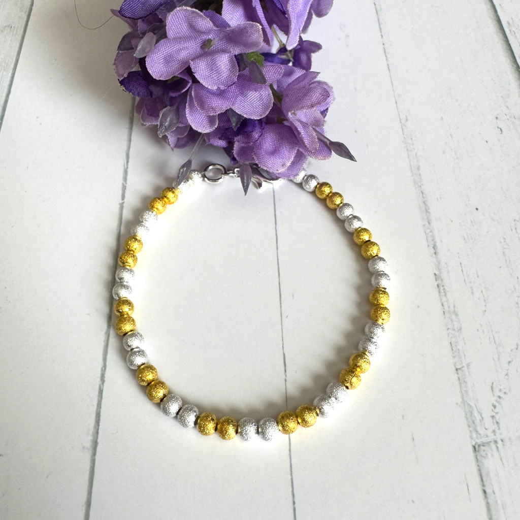 Silver and Gold Stardust Beaded Bracelet