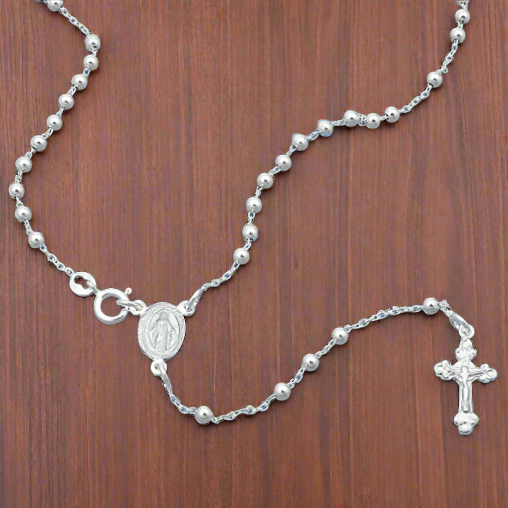 Buy the Sterling Silver Rosary Necklace JaeBee Jewelry