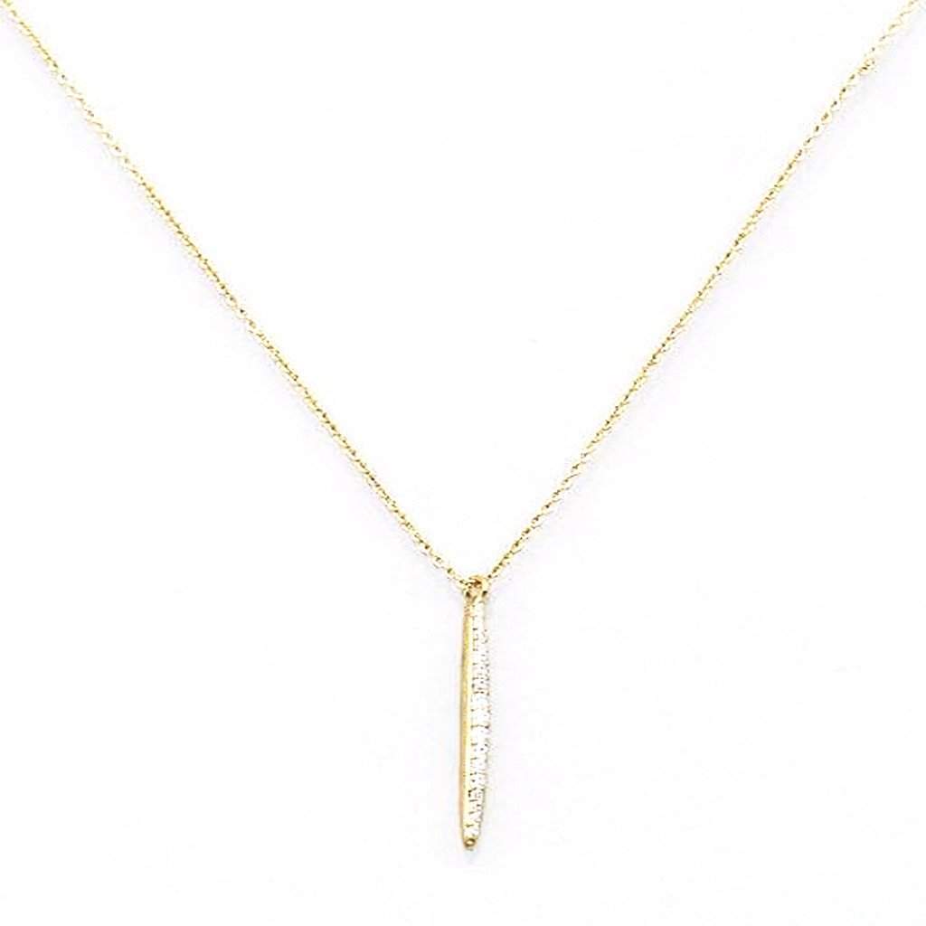 Gold and CZ Bar Necklace-CZ Necklaces,Gold Necklaces