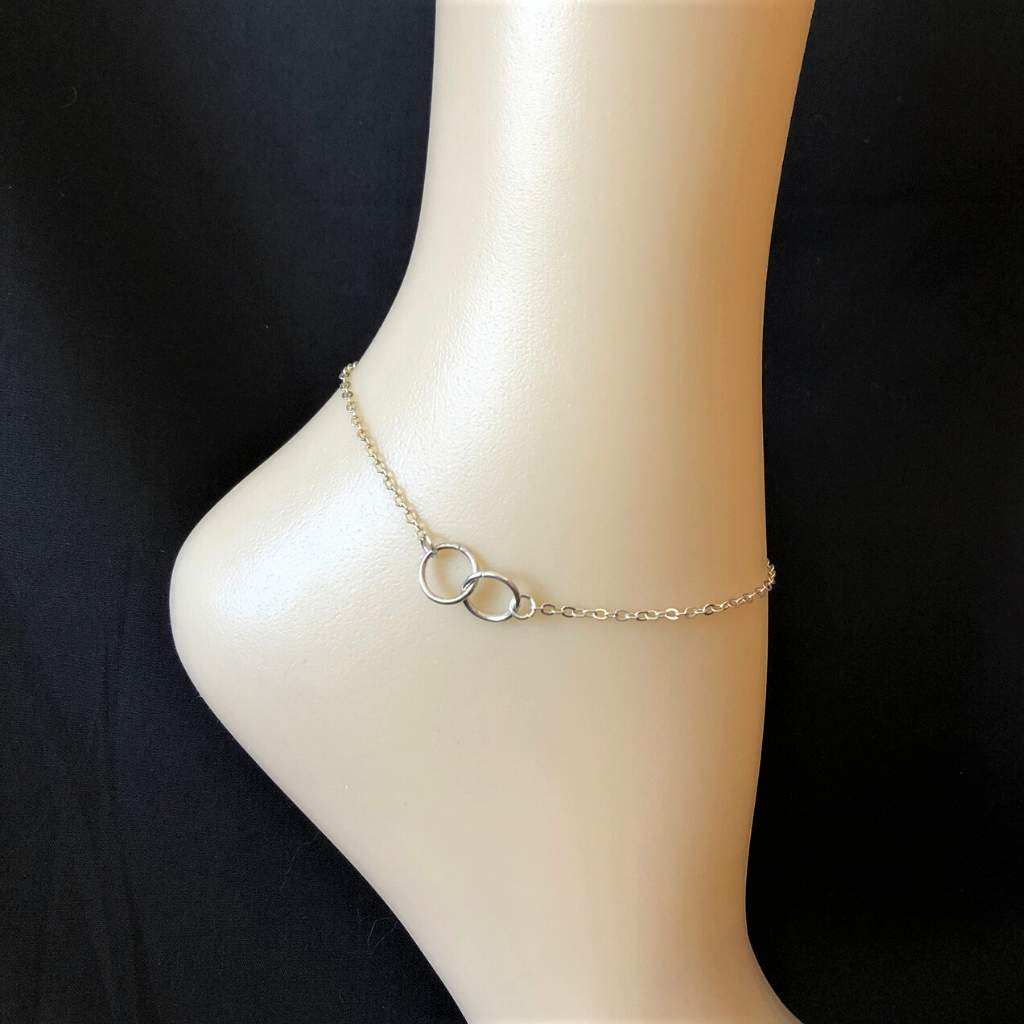 Double Silver Ring Anklet-Anklets,Silver
