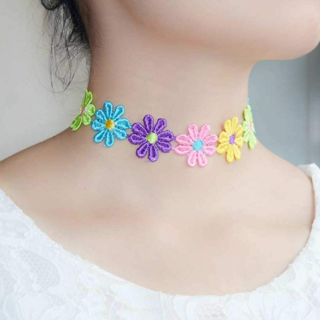 Buy the Multi Colored Flower Choker