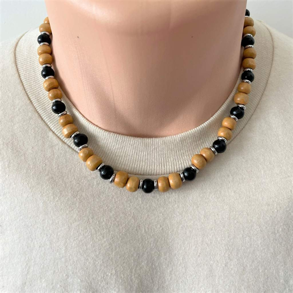 Brown bead necklace deals