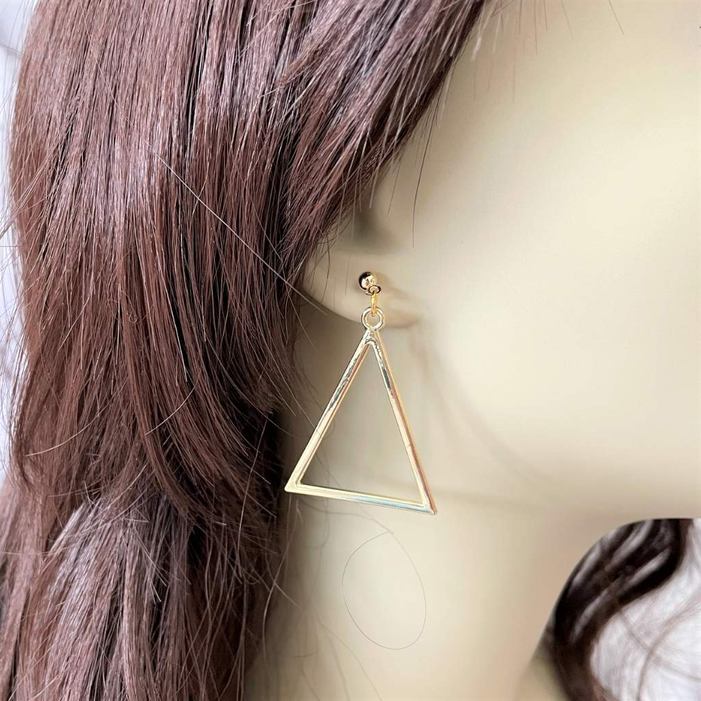 Buy the Gold Triangle Post Earrings JaeBee Jewelry