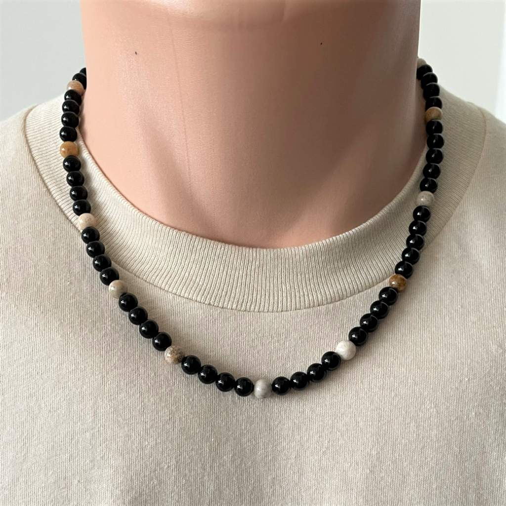 Mens long sales beaded necklaces