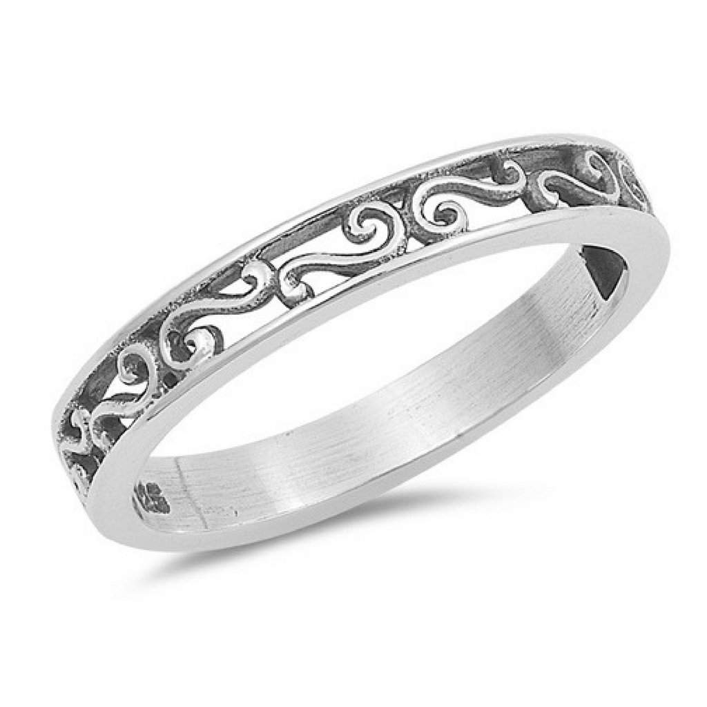 Sterling Silver Filigree Ring Band-Sterling Silver Rings