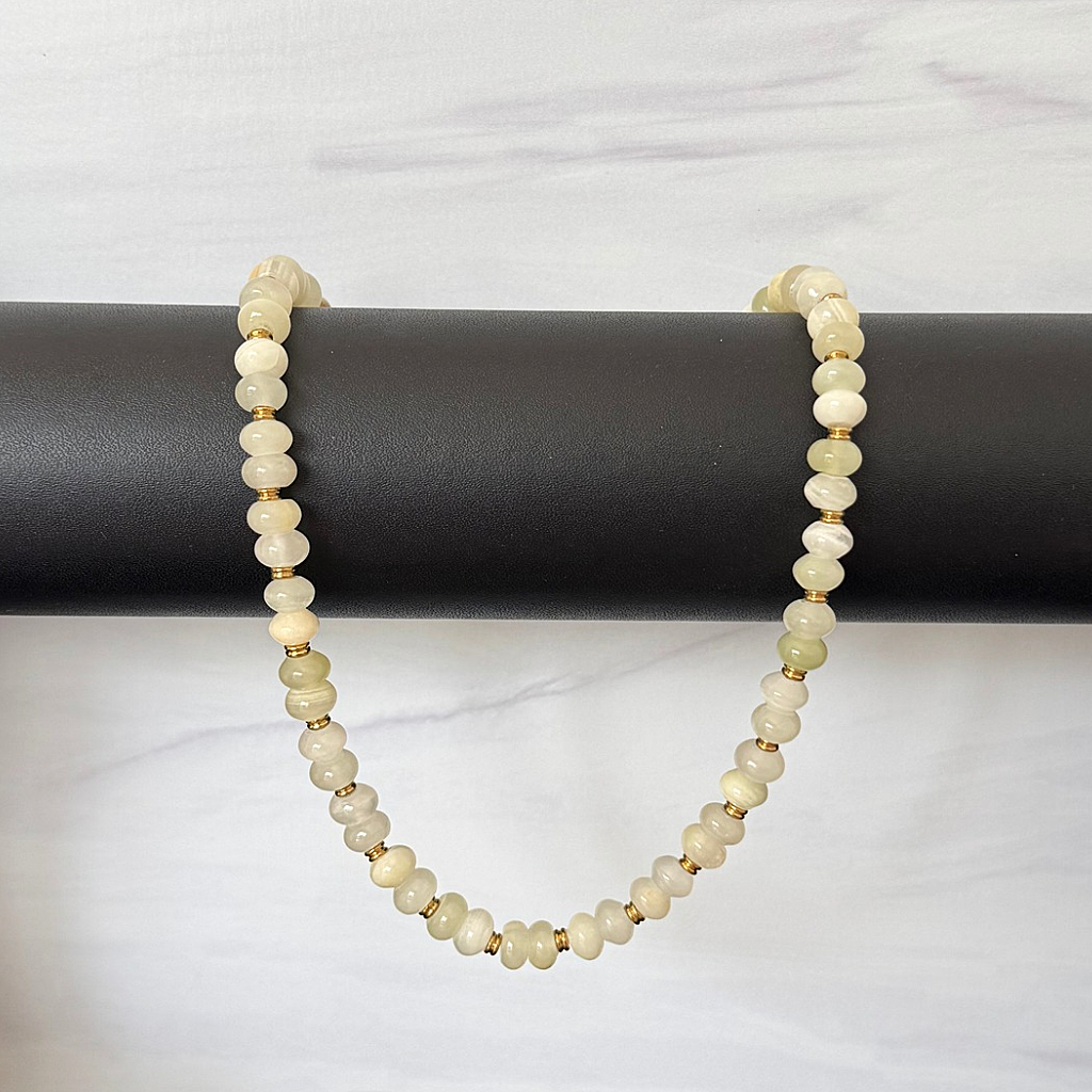 Italian Onyx Mens Beaded Necklace On A Black Bar