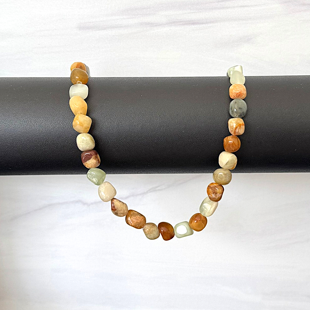 Mens Antique Serpentine Nugget Necklace On A Black Bar
