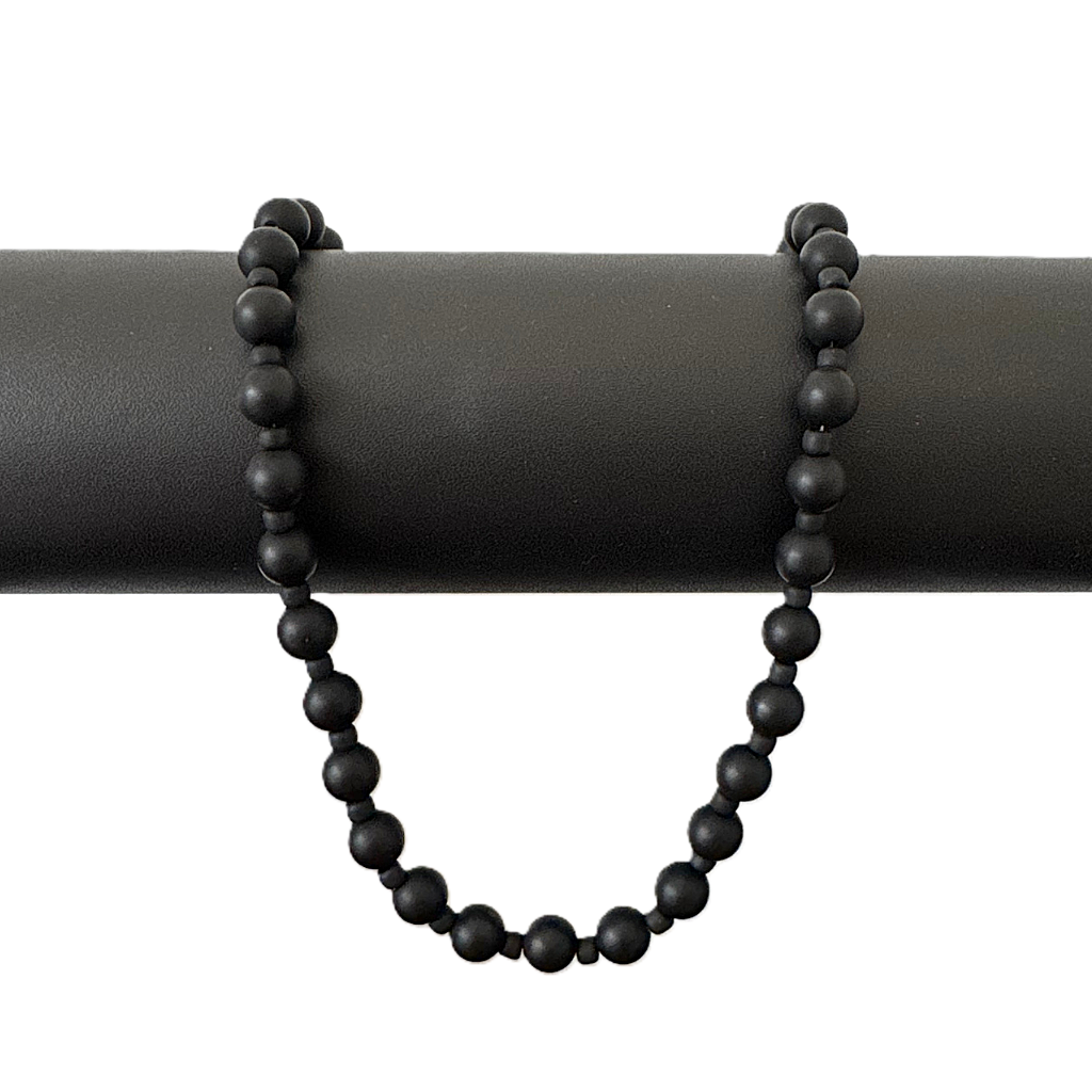 Mens Matte Black Onyx and Matte Toho Beaded Necklace On A Rod