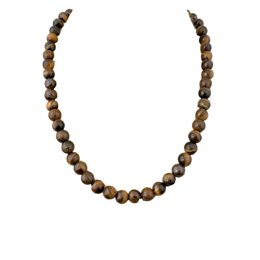 Mens Tigers Eye 8mm Beaded Necklace.