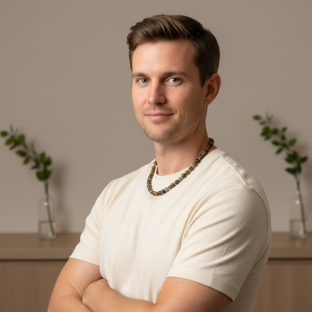 Mens African Green Opal Necklace On A Man.
