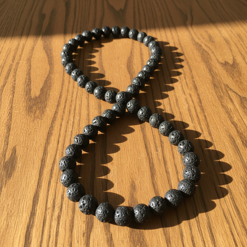 Black Lava Necklace on Wood Table