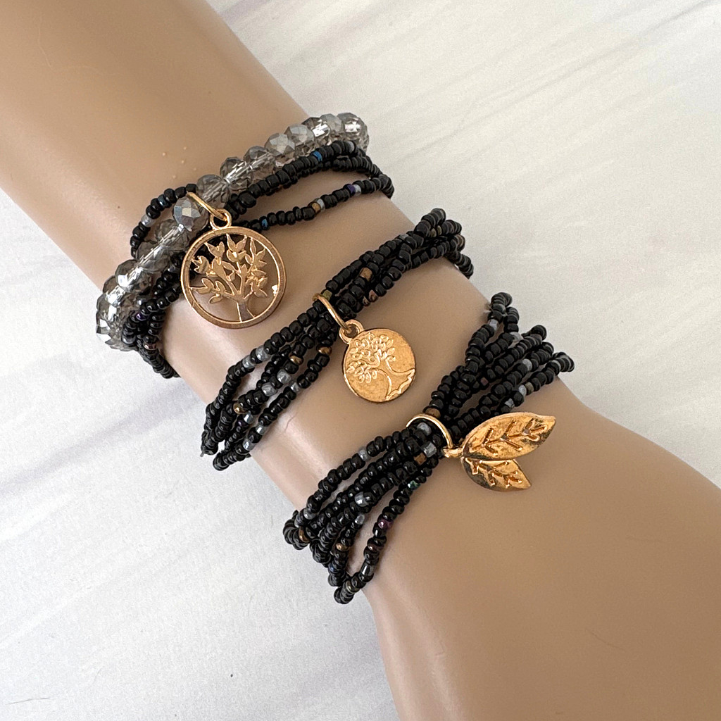 Black Seed Bead Multi-Layered Bracelet