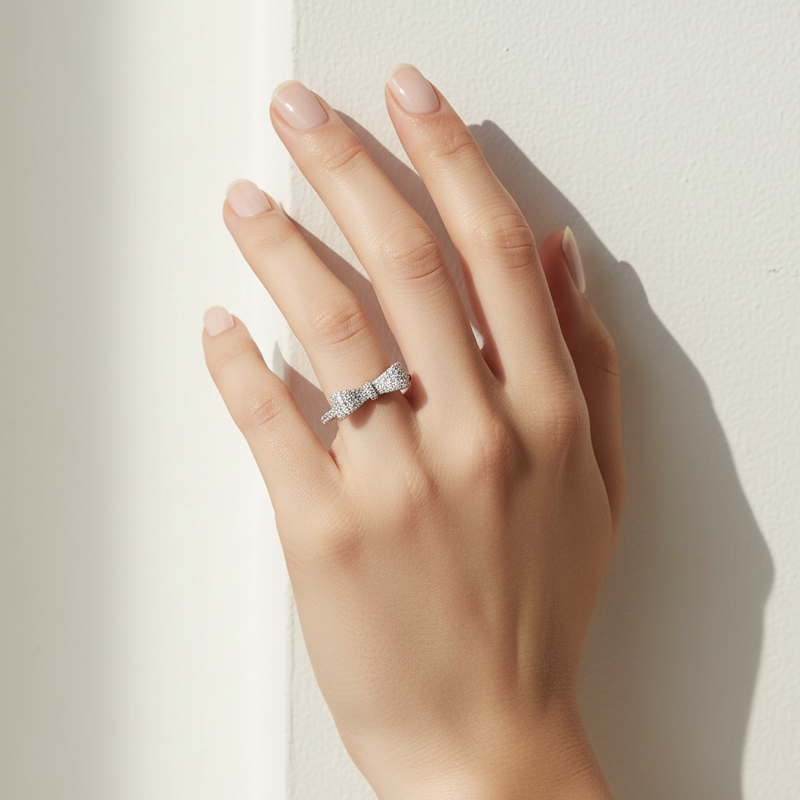 Bow Sterling Silver and CZ Ring.