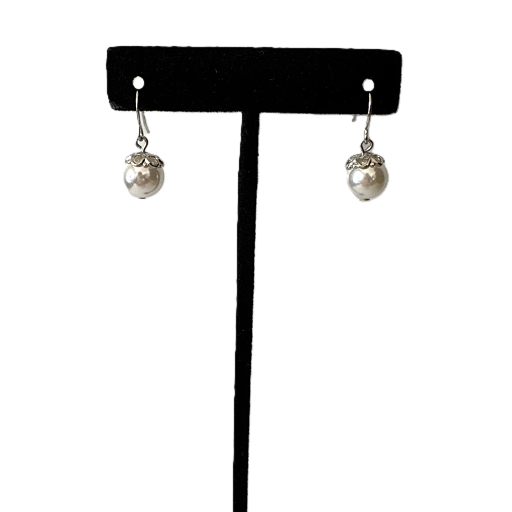 White Faux Pearl Drop Earrings