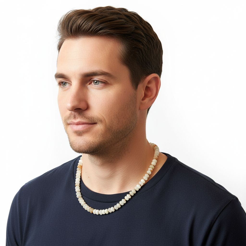 Italian Onyx Necklace On A Man.