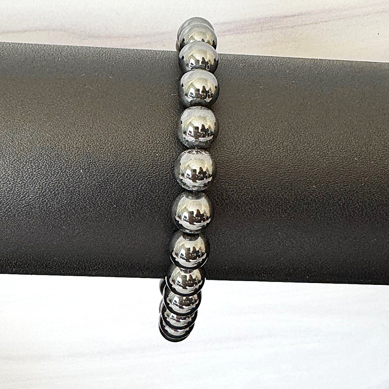 Men's 8mm Hematite Beaded Bracelet 8".
