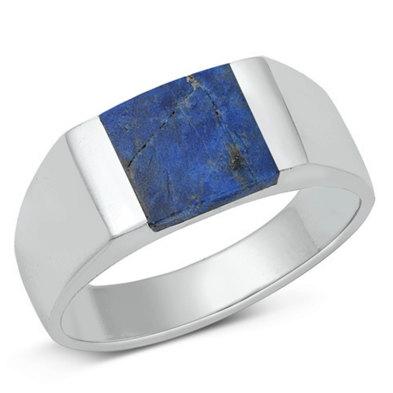 Mens Blue Lapis Sterling Silver Ring