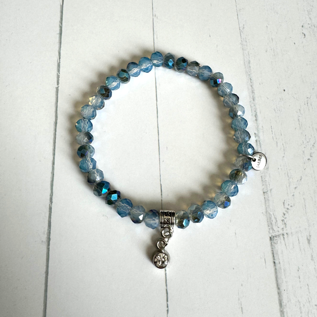 Blue Two-Tone Crystal Stretch Bracelet