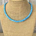 Light Blue and White Polymer Mens Beaded Necklace