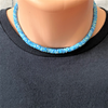 Light Blue and White Polymer Mens Beaded Necklace
