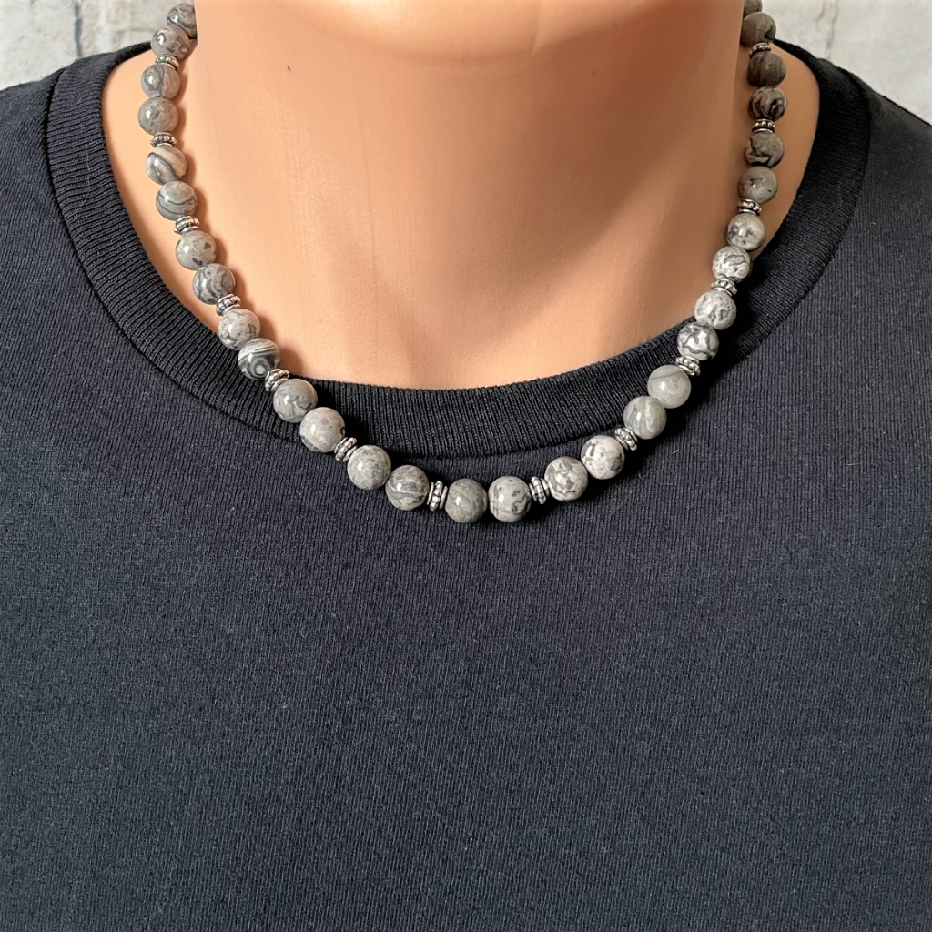 Pearl Necklace with Silver Beads for Her - Talisa