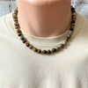Mens African Green Opal Beaded Necklace