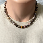 Mens Australia Brown Agate Beaded Necklace