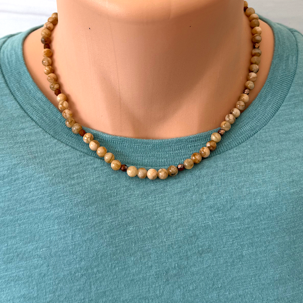 Mens Feldspar Brown Necklace 18" 20" 22"
