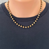 Mens Gold Potato Pearl and Black Onyx Beaded Necklace