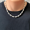 Mens White Howlite and Hematite Seed Bead Necklace