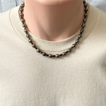 Mens Bronze Rice Cultured Pearl Beaded Necklace