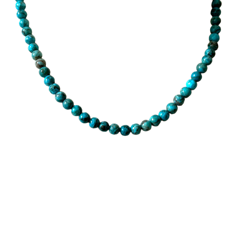Mens Turquoise Magnesite 6mm Beaded Necklace 20"