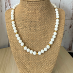 Mens White Shell and Gold Beaded Necklace
