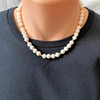 Mens White Shell and Gold Beaded Necklace