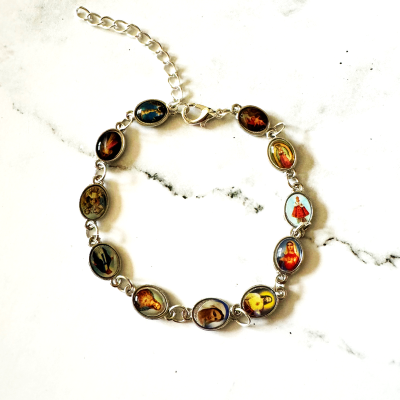 Silver Saint Link Bracelet