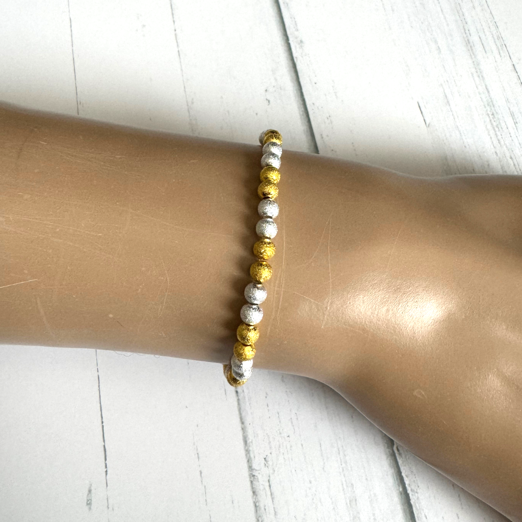 Silver and Gold Stardust Beaded Bracelet