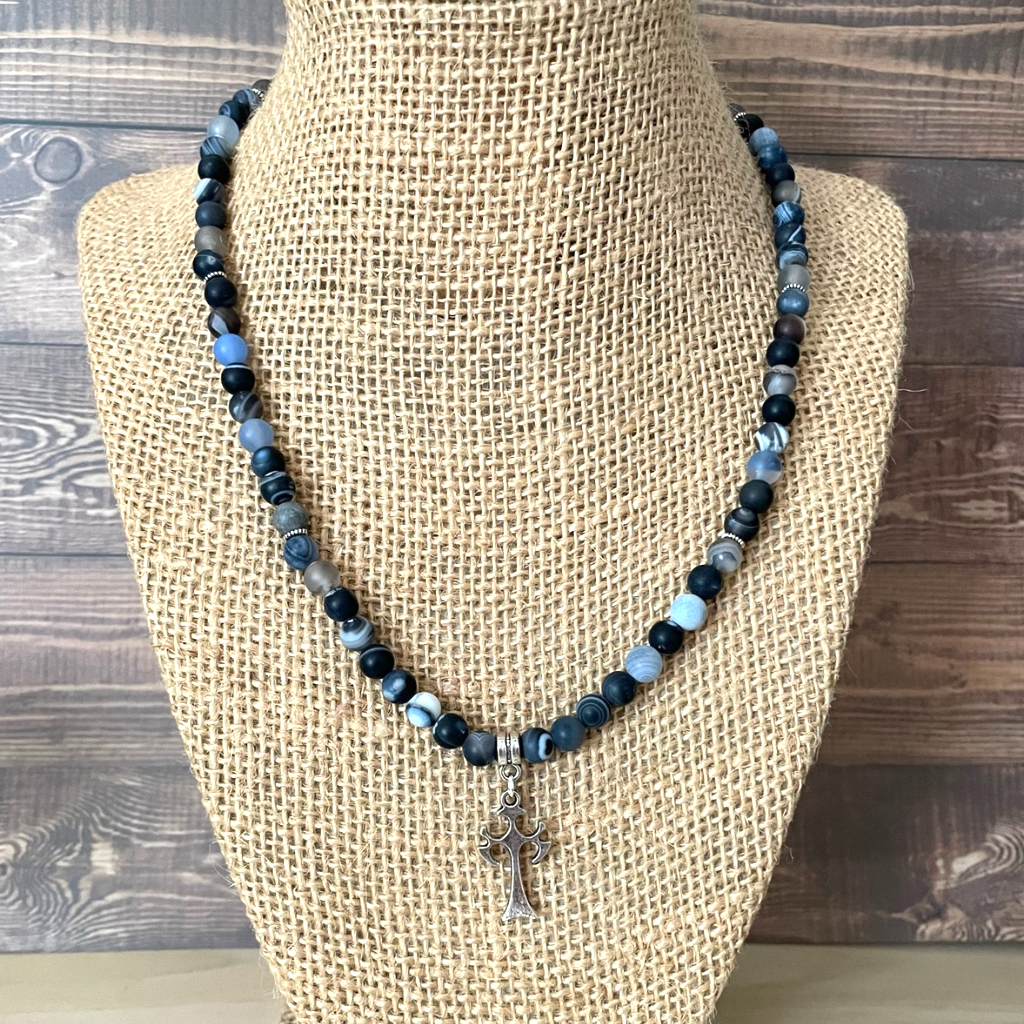 Blue line 2025 cross necklace