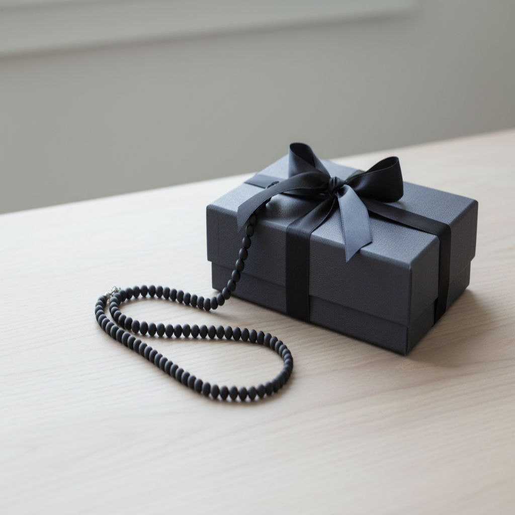 Matte Black Onyx Necklace with Gift Box