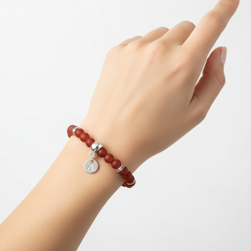 Matte Carnelian Bracelet on Wrist