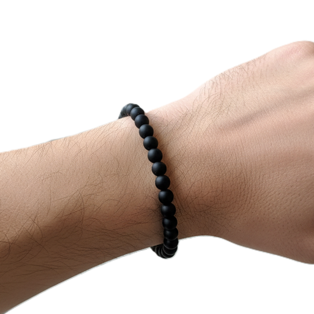 Mens Matte Black Onyx 6mm Beaded Bracelet With Clasp.