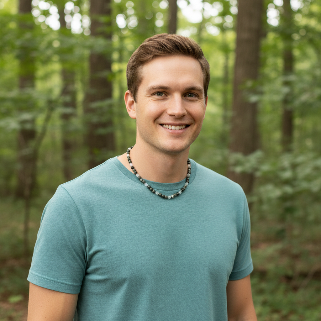 Mens Green Zebra Jasper Necklace Nature On A Man.