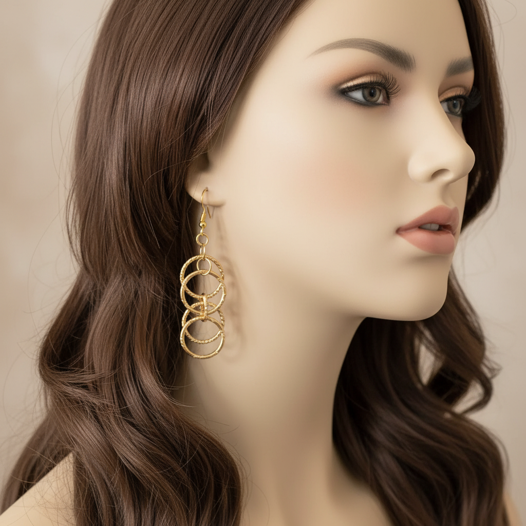 Multi Gold Hoop Earrings on Model