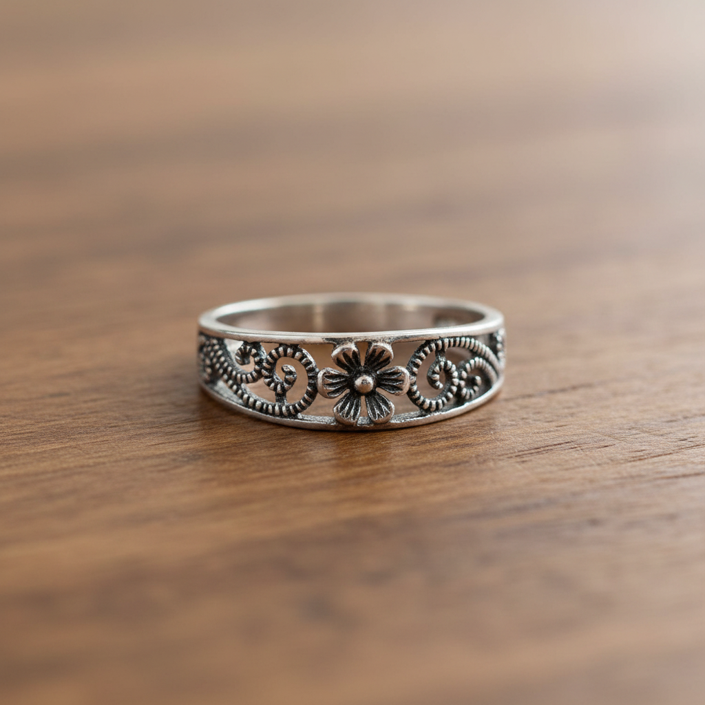 Ring on brown table