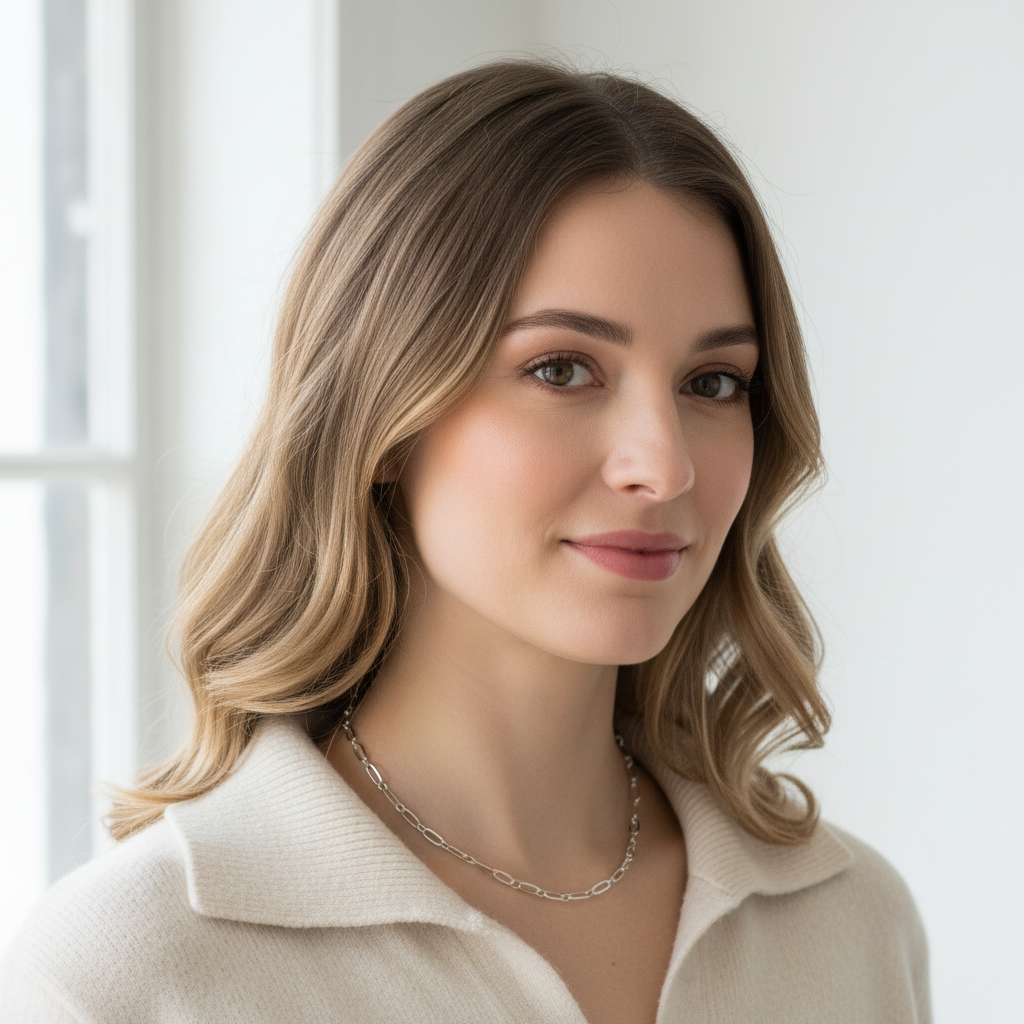 Silver Paperclip Necklace On A Woman Model