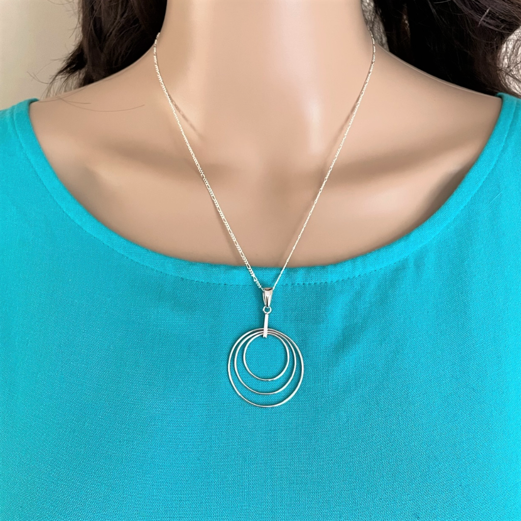 Sterling Silver Multi Circle Pendant Necklace