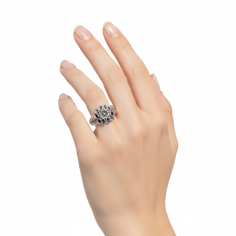 Sterling Silver Plumeria Flower Ring 
