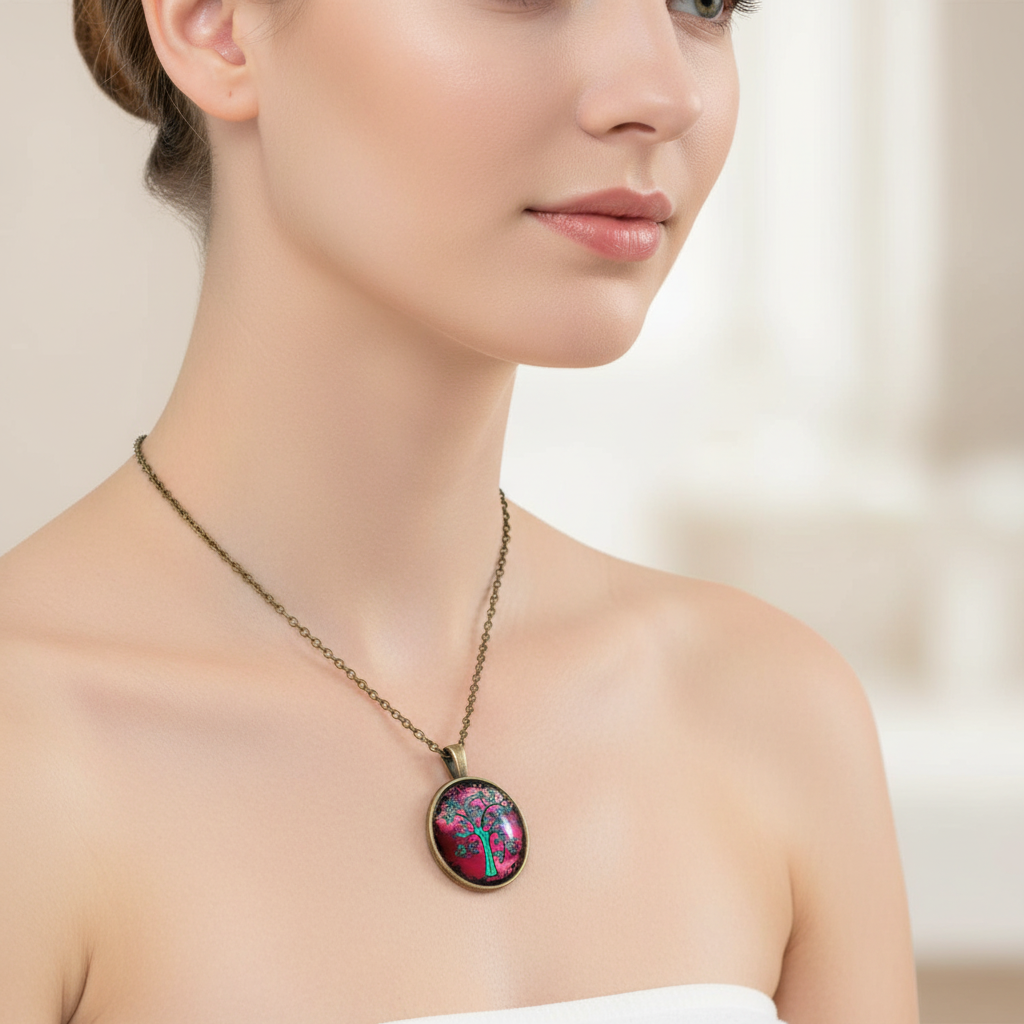 Tree of Life Necklace On A Womans Necklace