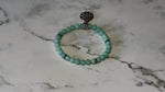 Matte Sea Green Jade Beaded Bracelet with Silver Clam Shell