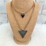 Black Double Layered Triangle Pendant Necklace